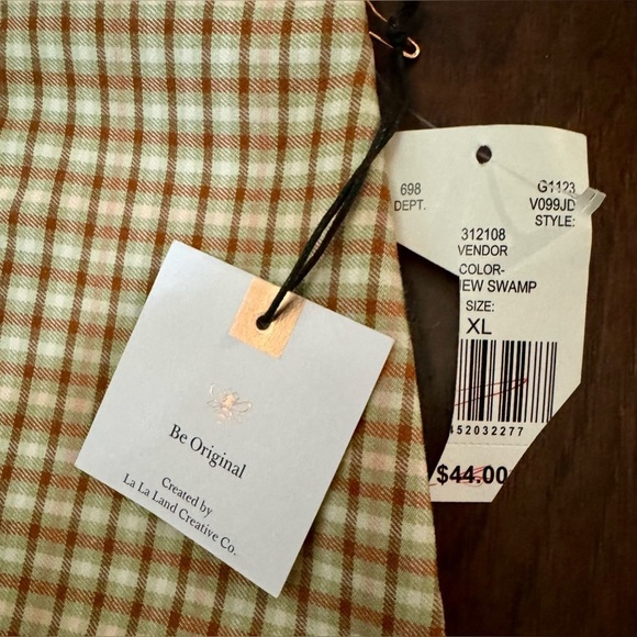 🍃NWT Originality Beige & Brown Gingham Mini Skirt Size XL Made in the USA - Picture 6 of 8